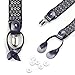 b.m.c BMC 3pc Mens Mixed Color Pattern Elastic Adjustable Strap Y-Back Button End Suspenders with Clip Fasteners - Set 2
