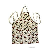 American Chateau Country Farm Decor Cotton Roosters Chickens Eggs Kitchen Apron with Pocket