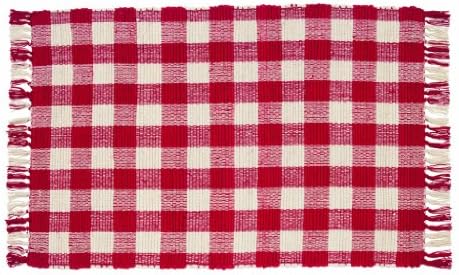 IHF Home Decor Woven Rug Picnic Red Design 100% Cotton Fabric Kitchen Woven Throw Rugs 24 Inches x 42 Inches