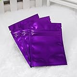 100 Shiny Purple Double-Sided Metallic Foil Mylar Zip Lock Flat Bags Pouches Outer Size 7.5x10cm (3x4
