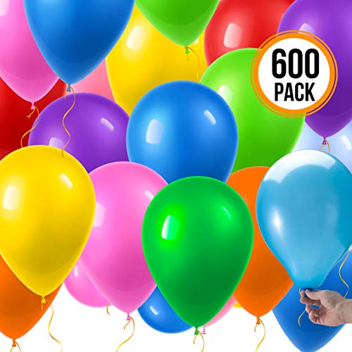 image for Prextex 600 Party Balloons 12 Inch 10 Assorted Rainbow Colors - Bulk P