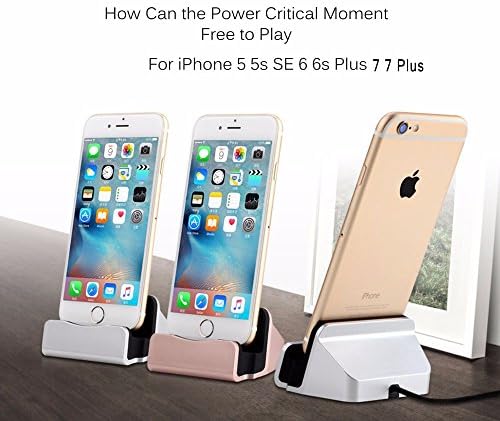 IPhone Charger Dock,iPhone Desk Charger,Charge and Sync Stand for iPhone 7 6s plus 6s 6 6plus 5s 5,iPhone Charger Station,Charge cradle,desktop iphone charger(Gold for iphone)