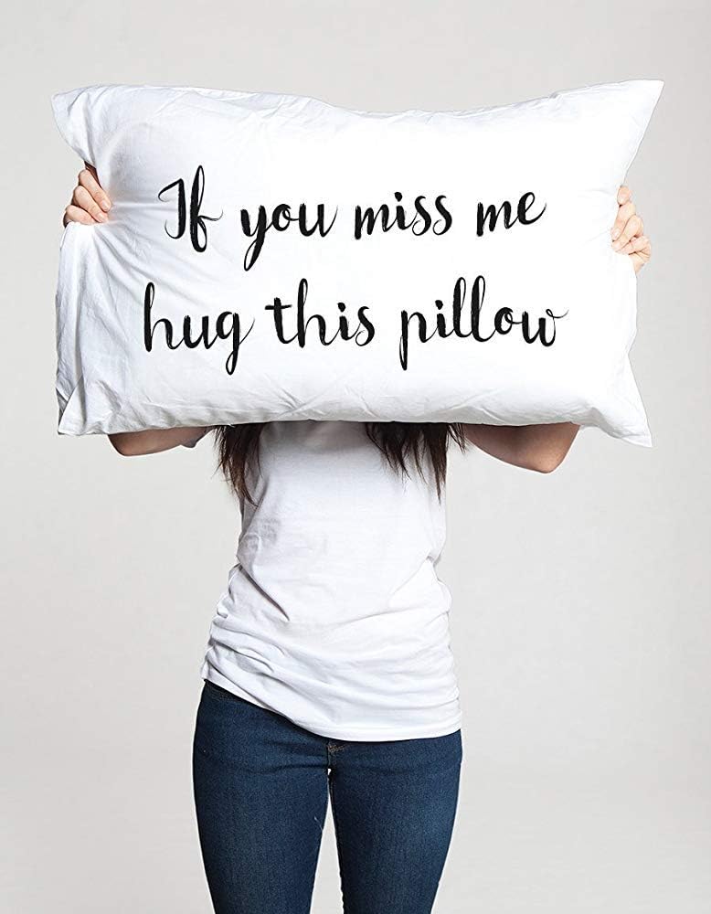 Integrity merchant H23ilaryVogt Long Distance Relationship Gift Pillow Case Boyfriend Love Friendship Friend I Miss You Gift If You Miss Me Hug This Pillow Ldr Missing Gift