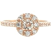Natural Peach Morganite 14k Rose Gold Over Sterling Silver Engagement Ring Size 5, 6, 7, 8, 9