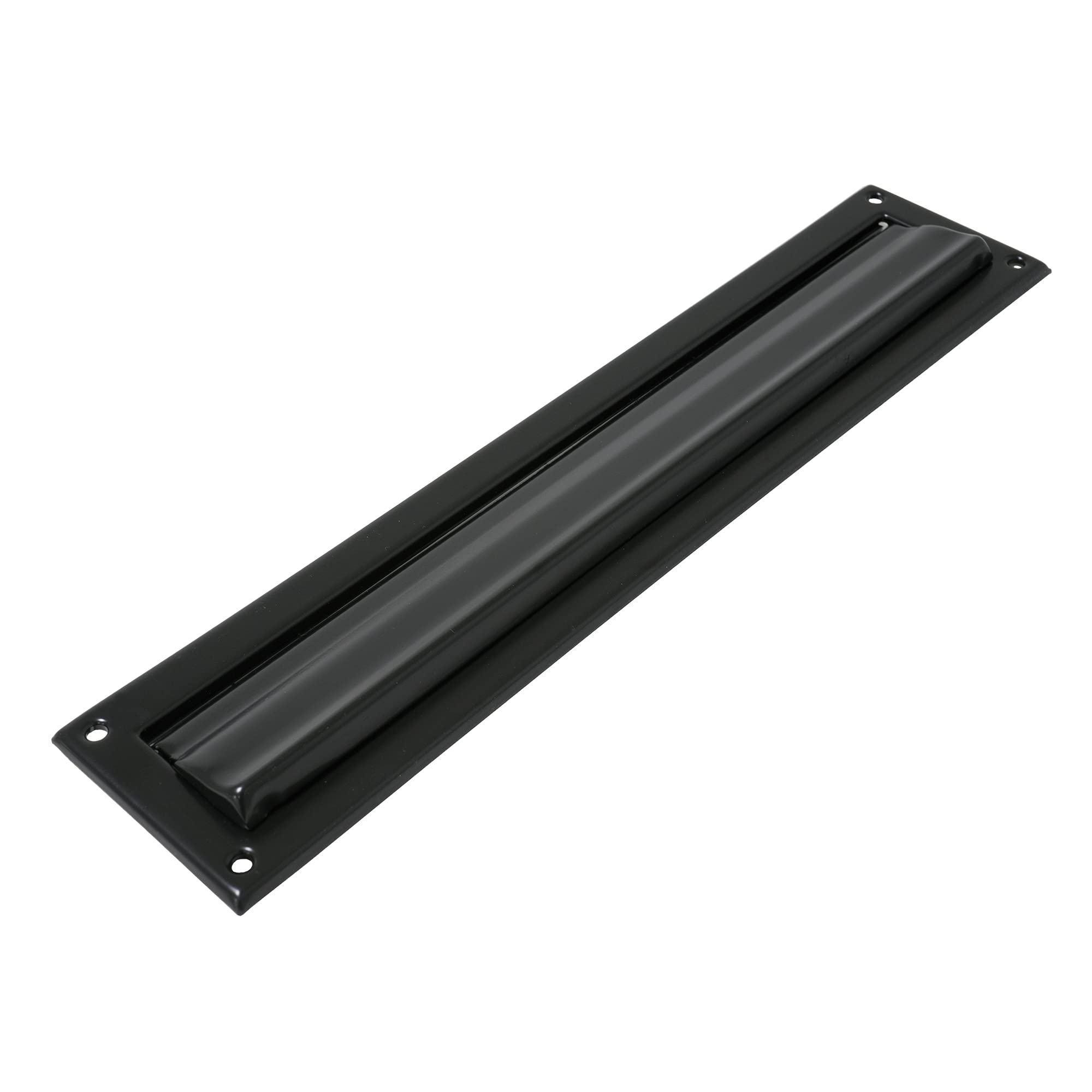 Amig - Black Mail Slot Model 2 - Flap for Walls or Doors - Mail catcher with steel lid - 342 x 73 mm - Slot size: 312 x 43 mm - Matte black color - Letter slot