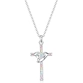 Dixbix Baptism Cross Necklace for Women,First Communion Cross Necklaces Jewelry Gifts for Women