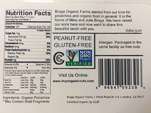 Braga Organic Farms Organic Raw Pistachios Kernels 2 lb. bag - Image 3