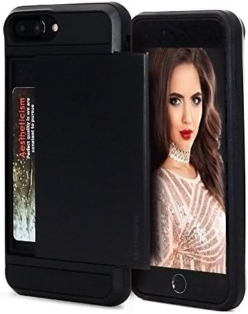 iPhone 7 Plus Case,Decovans DP20 Credit Card Holder Wallet iPhone 7 Plus Case Protect Shell Anti-Scratch Protection Defender Shockproof Soft Rubber Bumper Cover Case for iPhone 7 Plus / 8 Plus - Black