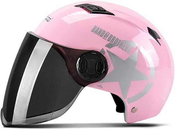 Amazon バイクヘルメット 半帽 ハーフヘルメット 春夏 アウトドア スポーツ ピンク 黒茶レンズ 超軽量 換気 雨防止タイプ 男女適用 おしゃれ 通気吸汗 オートバイ バイク用 ヘルメット バッテリカー システム 車 バイク