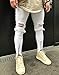 Helisopus Men's Straight Slim Fit Ripped Jeans With Distressed Holes Relaxed Destroyed Denim Pants White W30