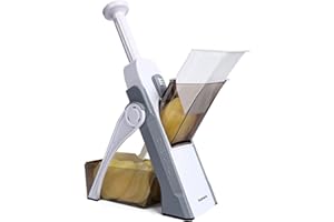 SUPMAKIN Safe Mandoline Slicer 5 in 1 Vegetables Potato Slicer, Food Chopper French Fry Cutter, Strips Julienne Dicer Adjustable Thickness 1-8 mm, Chopping Artifact Fast Meal Prep (Blue)