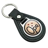 Opa Grandpa Love Hearts Black Leather Metal Keychain Key Ring