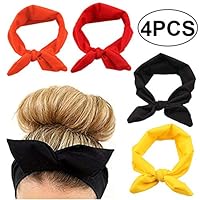 LERTREE 4PCS Women Elastic Bow Hairband Adult Turban Knotted Bunny Ears Headband Headdress Hair Accessories Headwrap