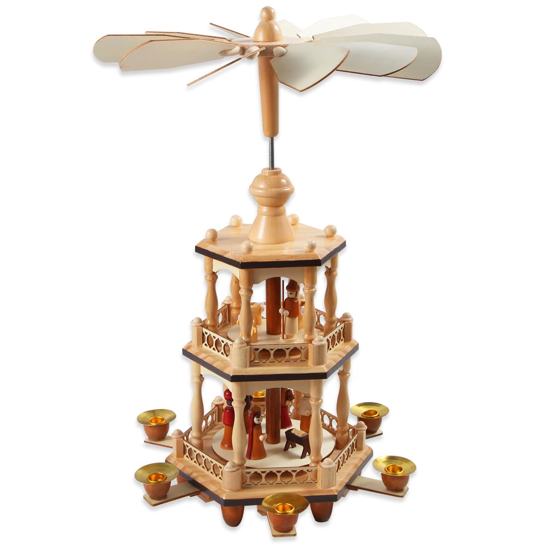 Photo 1 of (missing top) 17 Inches Wooden Christmas Pyramid with 6 Candle Holders- Nativity Scene Set-Under The Christmas Tree -