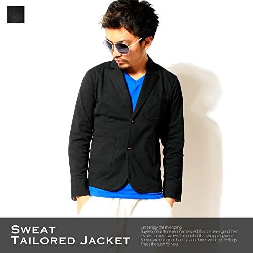 Amazon ストレッチスムース テーラードジャケット メンズ スウェット ブラック黒 花柄 夏 おしゃれ ちょいワル 夏物 夏用 クールビズ デザイン カッコいい 黒 アメカジ オラオラ系 ファッション ガレーラ掲載 コート ジャケット 通販