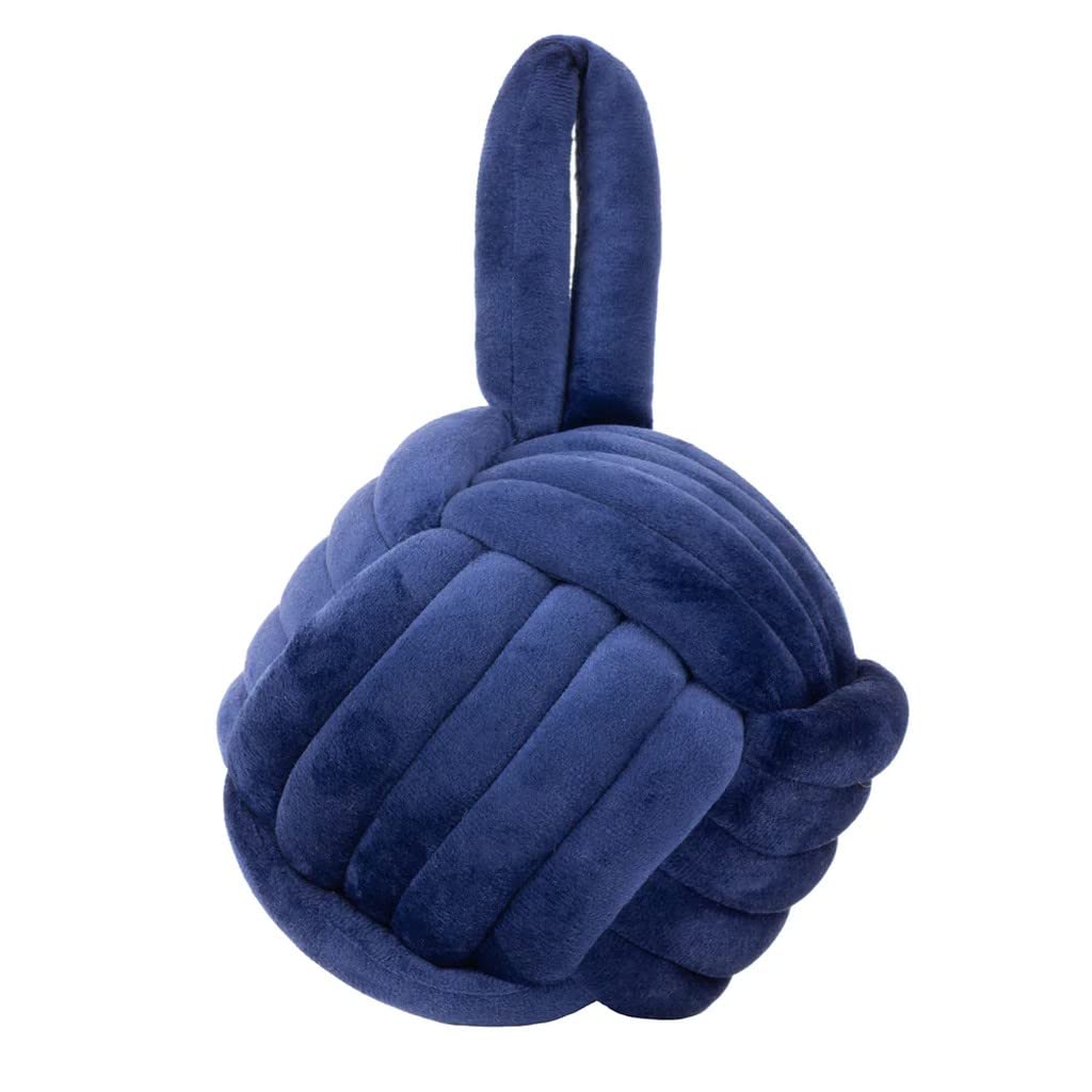 Furn Knot Velvet Door Stop – Soft Plush Weighted Decorative Doorstop, Modern Home Decor (Navy)