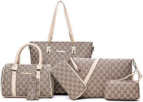 Yayabb Womens Pu Leather 6 pack Tote Handbag Casual Shoulder Bag for Girls