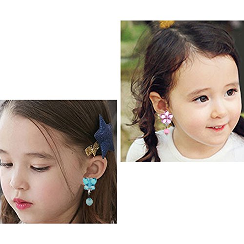 Baby Kids Little Girl Play Clip-on Earrings,Pretend Play Dress Up Accessories Toy Jewelry Clip-on Earrings (Shiny Style) - Thumbnail 4