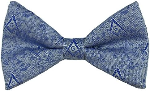 Masonic Bowtie, Banded Woven Masonic Square and Compasses (Light Blue)