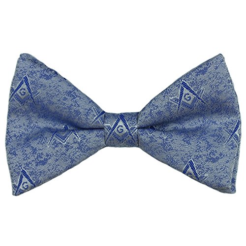 Masonic Bowtie, Banded Woven Masonic Square and Compasses (Light Blue)