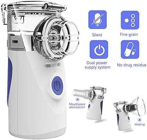 Portable Mini Vaporizers Machine Cool Mist Inhaler, Handheld Steam Compressor Humidifier Ultrasonic Nebulizer Machine with 2 Masks for Adults & Kids, Travel and Home Daily Use
