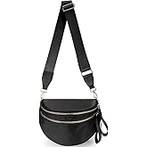 Geanbun Checkered Crossbody Bag for Women - Nylon Bum Bag, Women's Crossbody Purse, Handbags, Sling Fanny Pack (Black)