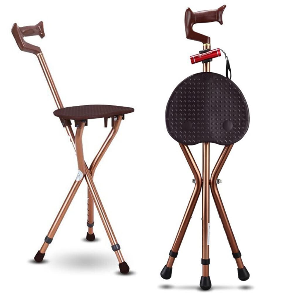 Photo 1 of M-GYG Folding Cane with Seat 400 lbs Capacity Thick Aluminum Alloy Walking Stick Stool Crutch Chair Seat with LED Light Unisex