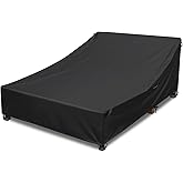 YANGSHILEI Double Lounge Chair Cover 100% Waterproof Outdoor Chaise Lounge Cover 600D Weather Resistant Material, UV Protection, Windproof Design Double Wide Patio Lounge Chairs Covers (Black)