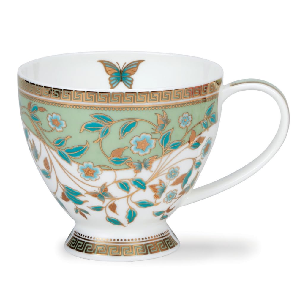 Dunoon Skye 0.45 Litre Fine Bone China Mug Estivale Green with Gold Detailing