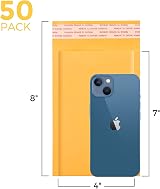 Switory Padded Envelopes Small 50pc 4x7 in Yellow Kraft Self Seal Bubble Mailers view 2