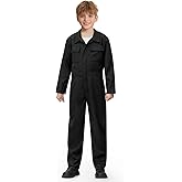BesserBay Kids Long Sleeve Coveralls Solid Color Jumpsuit with Pockets 4-16 Years