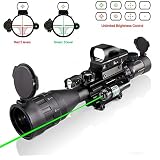 4-16x50AO Rifle Scope Combo Dual Illuminated with Green Laser sight 4 Holographic Reticle Red/Green Dot for Weaver/Rail Mount