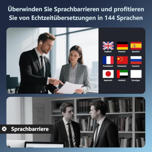AI Headphones Translator 3-in-1, Bluetooth 5.4 Real Time Voice Translator Headphones 164 Languages & 7 Modes, 60H Translation Headphones with App, Open Ear Translation Earphones for Business, Learning