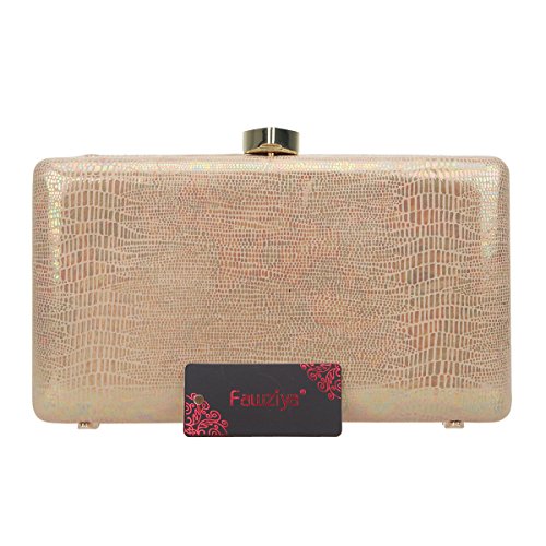 Fawziya Evening Bags And Clutches For Women Heart Lock Purses And Handbag-Gold