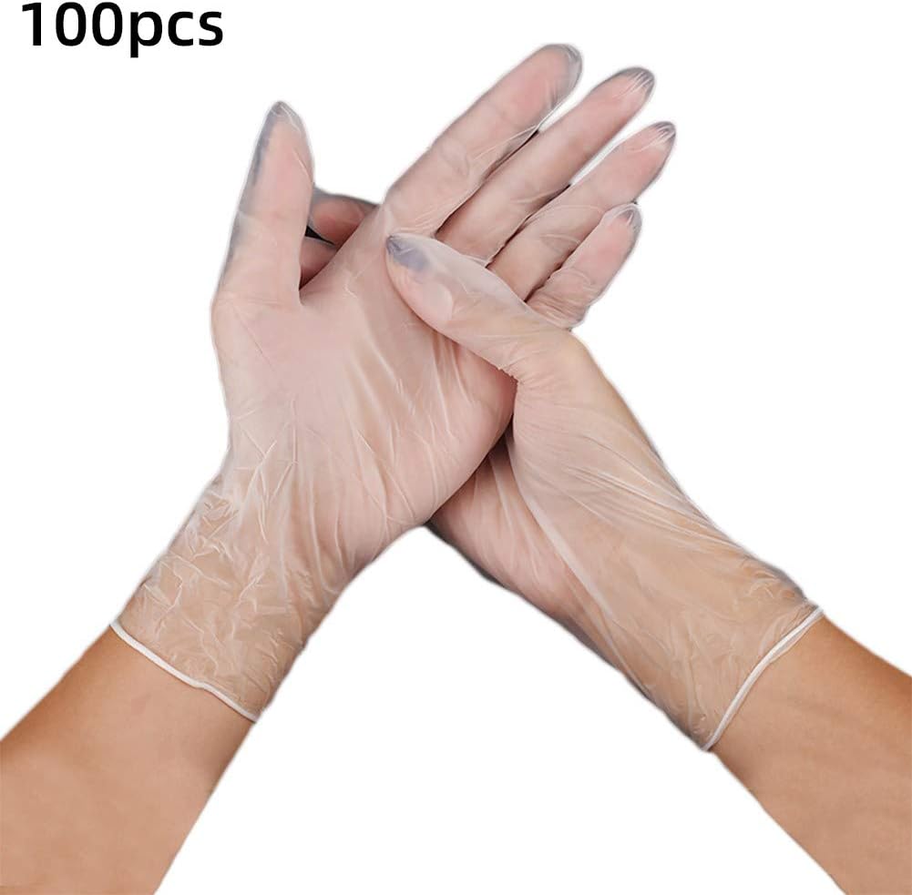 xmke96 100Pcs Disposable Protective Gloves Pvc Inspection Isolation Pollution Source Gloves Sanitary Protective Gloves for Kitchen Cooking Cleaning Clear# XL
