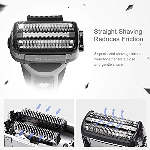 SURKER Electric Shaver Razor for Men Foil Shaver Wet and Dry Waterproof with Sidebums Trimmer LED Display USB Charging - Thumbnail 3