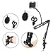 Microphone Suspension Boom Scissor Arm Stand NASUM Professional 4-in-1 Adjustable Microphone stand with Pop Filter,Phone Holder and Table Mounting Clamp.For Recording,Skype,Chat,Voice-Over etc.