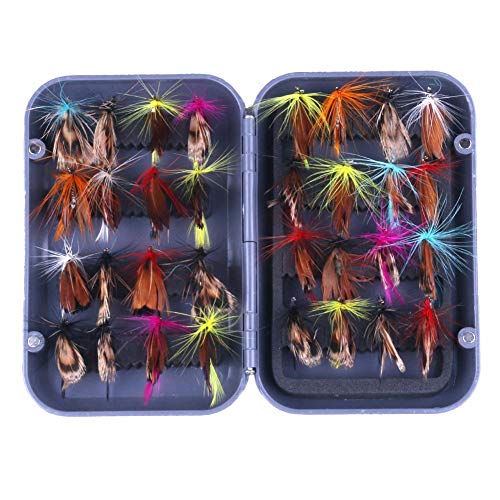Centishop 32PCS Artificial Fishing Lure Set,Fly Fishing Lure Set Artificial Insect Bait Trout Fly Fishing Hooks Tackle with Case Box