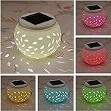 Ceramic Solar Light,SOLMORE LED Solar Ceramic Table Lights,Garden Lights,Filigree Lights,Solar Outdoor Lights Waterproof for Party Home Yard Patio Outdoor Indoor Decoration Night Lamp Color Changing