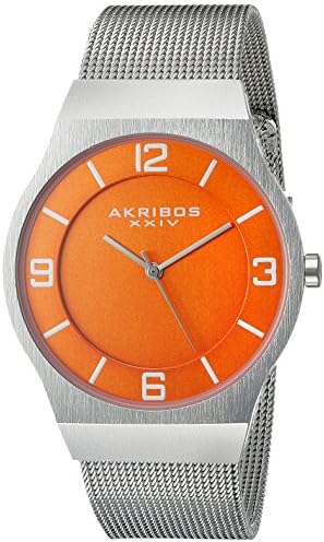 Akribos XXIVOmni Mens Casual Watch - Brushed Center Dial - Japanese Quartz - Stainless Steel Mesh Strap - AK851