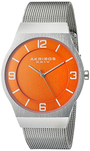 Akribos XXIVOmni Mens Casual Watch - Brushed Center Dial - Japanese Quartz - Stainless Steel Mesh Strap - AK851