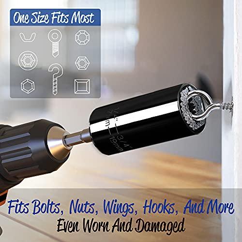 Gifts for Men Dad Husband Father Him, 360°Grip Socket Set Fits Standard 1/4\'\' - 3/4\'\' with Multi-Function Power Drill Adapter Best Tools Gifts for Men, Father, Dad, Husband, Boyfriend, Gift Box