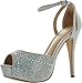 Blossom Womens Vice-126 Bridal Formal Evening Party Ankle Strap High Heel Peep Toe Glitter Sandal,Silver,8