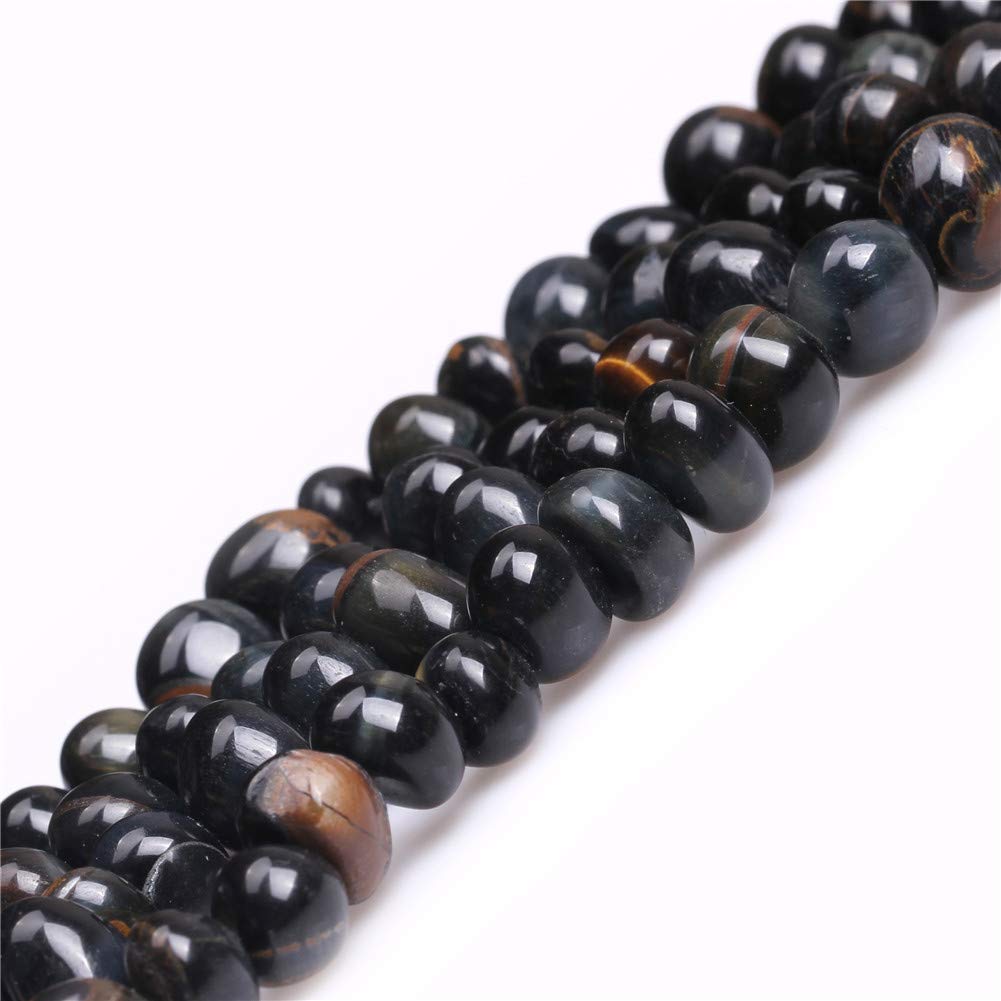 Sweet & Happy Girl's Store 8X12mm Freeform Potato Gemstone Blue Tiger Eye Beads Strand 15 Inch Jewellery Making Beads โ image 1