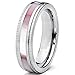 Titanium Women's Pink Hues Mother of Pearl Inlaid Band Ring, Comfort Fit, 5mm Sizes 5 to 9