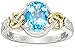 Love Knot Sterling Silver and 14k Yellow Gold Swiss Blue Topaz and Diamond Ring, Size 5