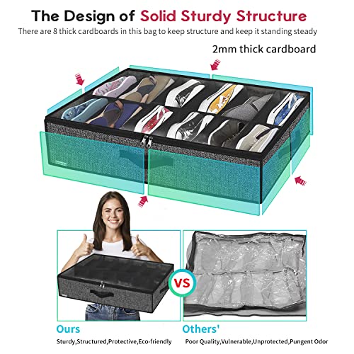 Onlyeasy Under Bed Shoe Storage Organizer For Closet, Pack Fit
