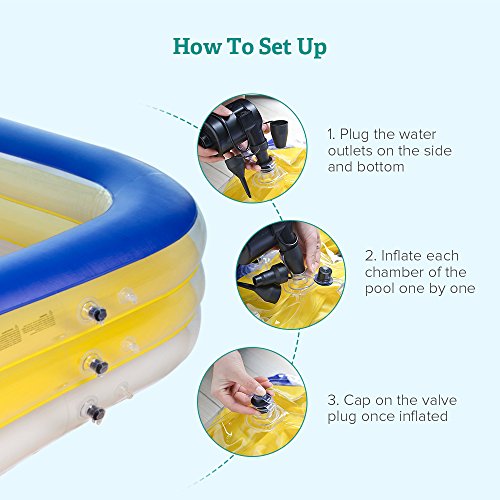 Sable Inflatable Swimming Pool, Giant Family Swim Rectangular Pool for