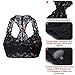 SHAPERX Women's Lace Bralette Unpadded Breathable Sexy Racerback Floral Lace Bras,SZ5509-Black-L