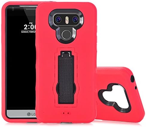 LG G6 Case, Walago Hybrid Heavy Duty Shockproof Dual Layer Impact Protective Case with [Kickstand Feature] Cover for LG G6 (2017), Black &amp; Red